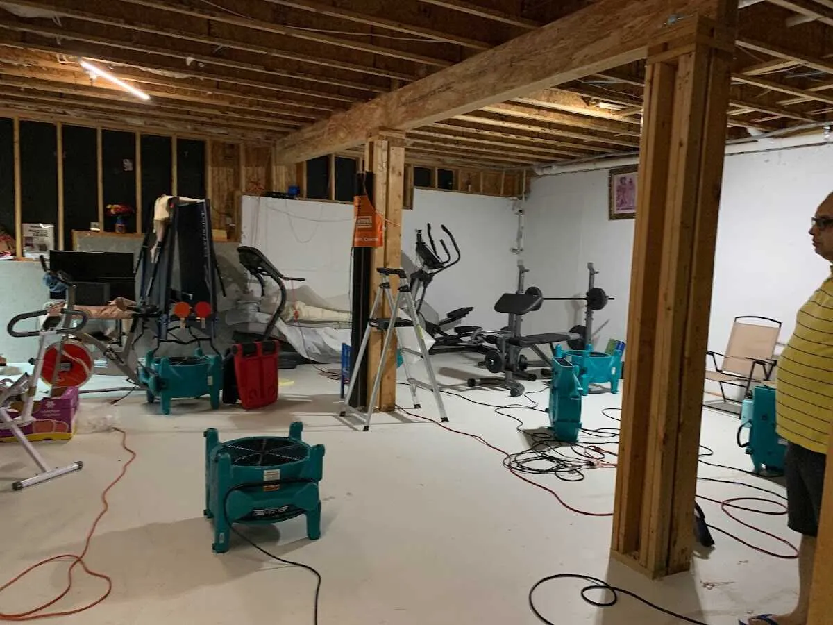 Basement drying equipment setup for Contents Cleaning & Restoration in Wabash